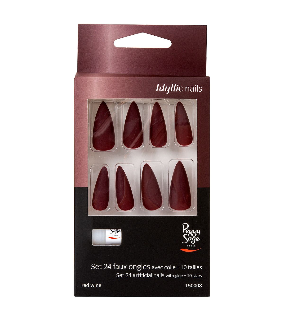 Set 24 uñas artificiales Idyllic nails - red wine