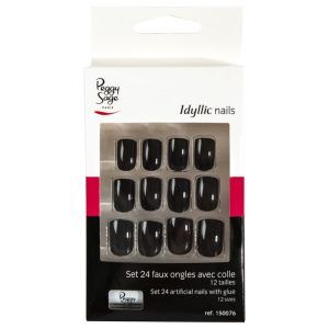 Set 24 uñas artificiales Idyllic nails - black