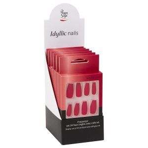 Expositor - Juego de 24 uñas artificiales Idyllic nails fire red x6