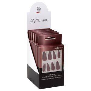 Expositor - Juego de 24 uñas artificiales Idyllic nails red wine x6