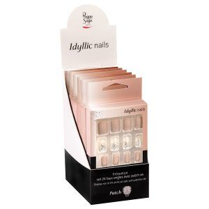 Expositor - Juego de 24 uñas artificiales con parche - nude sparkle x6