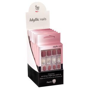 Expositor - Juego de 24 uñas artificiales con parche - pink sparkle x6